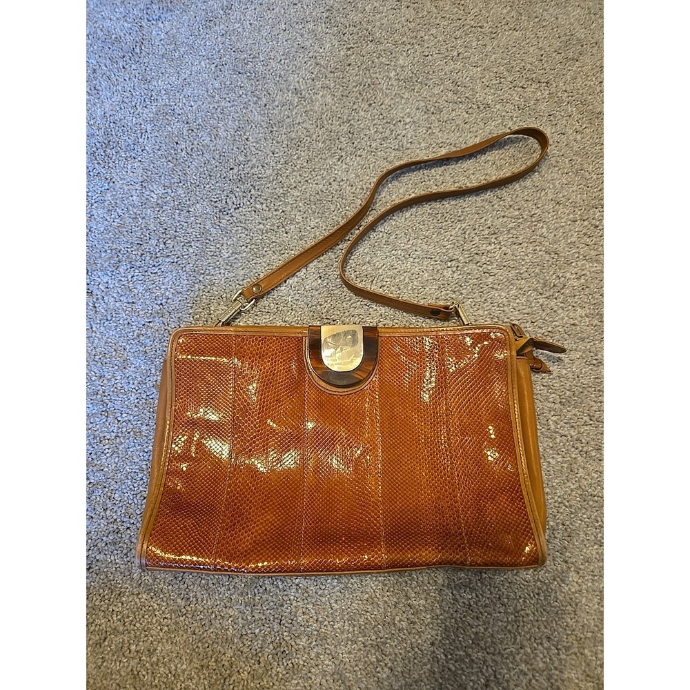 Vintage Ronora Genuine Snakeskin Leather Clutch Hans Bag Purse ARGENTINA INTNTL